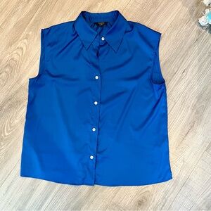 Banana Republic Factory Blue Sleeveless Button-Down Shirt—Large